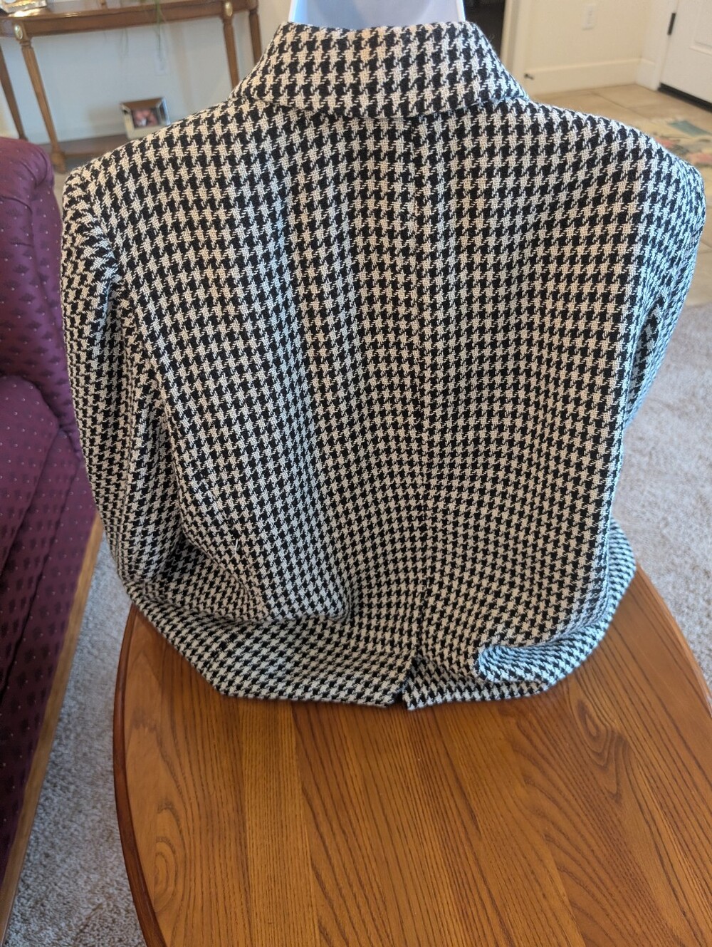 Ralph Lauren Linen Blend Black and White Houndstooth Blazer, Size 14W - Picture 7 of 8